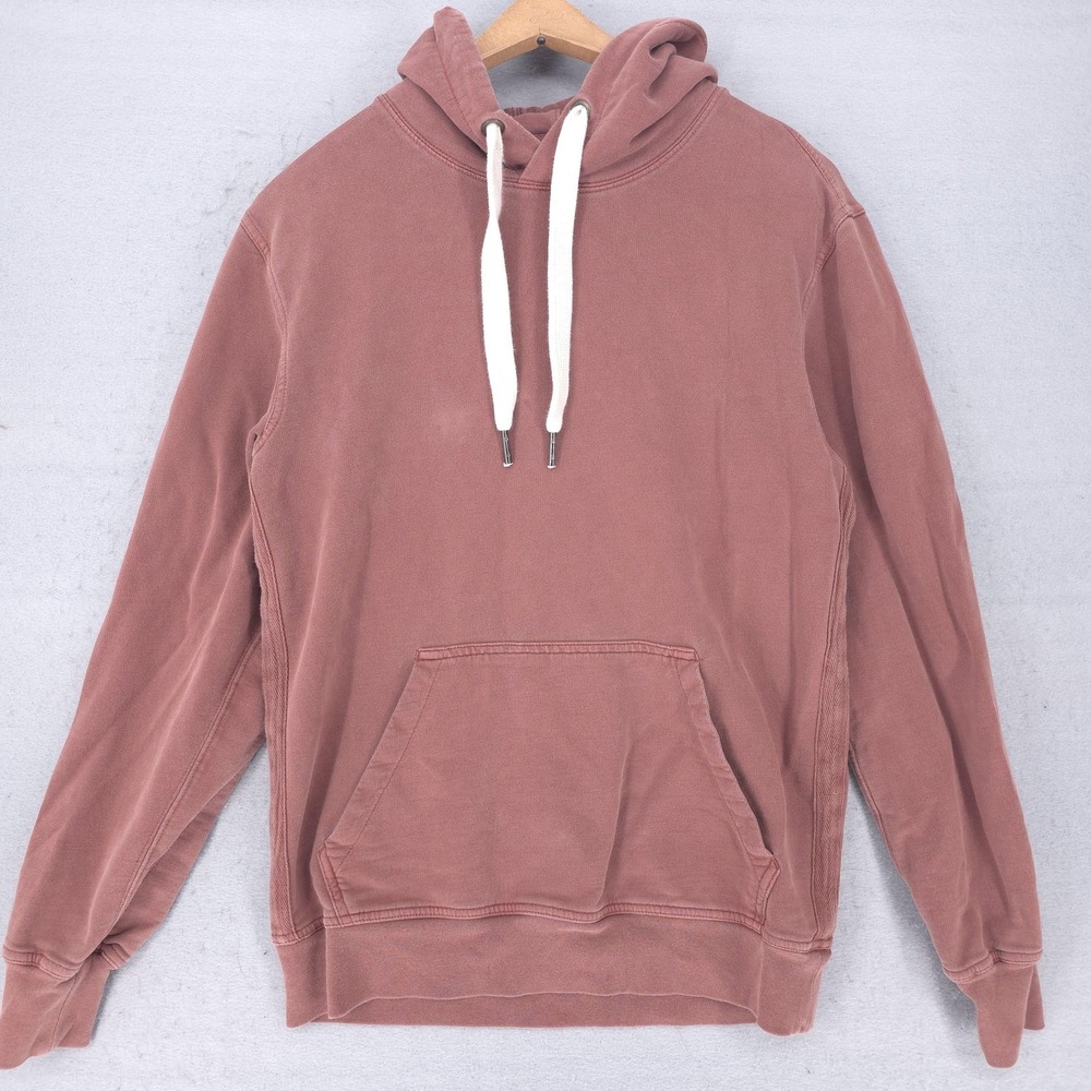 Buck Mason Hoodie Mens XS Brown Washed Fleece Pullover Kangaroo Pocket Cotton